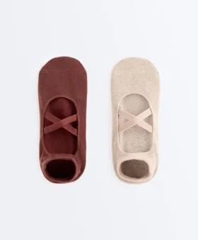 2 paia di calze da sneaker in misto cotone per yoga e pilates con fasce incrociate