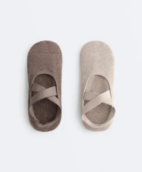 2 paia di calze imbottite in misto cotone per yoga e pilates con fasce incrociate