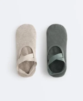 2 paia di calze imbottite in misto cotone per yoga e pilates con fasce incrociate