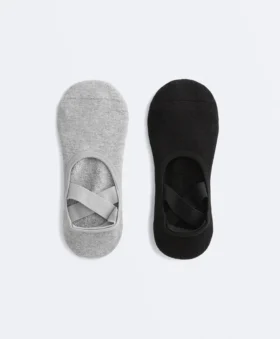 2 paia di calze imbottite in misto cotone per yoga e pilates con fasce incrociate