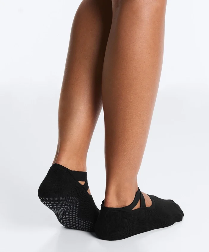 2 paia di calze imbottite in misto cotone per yoga e pilates con fasce incrociate 2 paia di calze imbottite in misto cotone per yoga e pilates con fasce incrociate