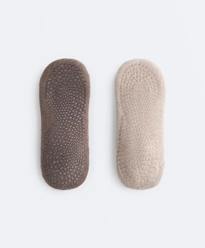 2 paia di calze imbottite in misto cotone per yoga e pilates con fasce incrociate 2 paia di calze imbottite in misto cotone per yoga e pilates con fasce incrociate
