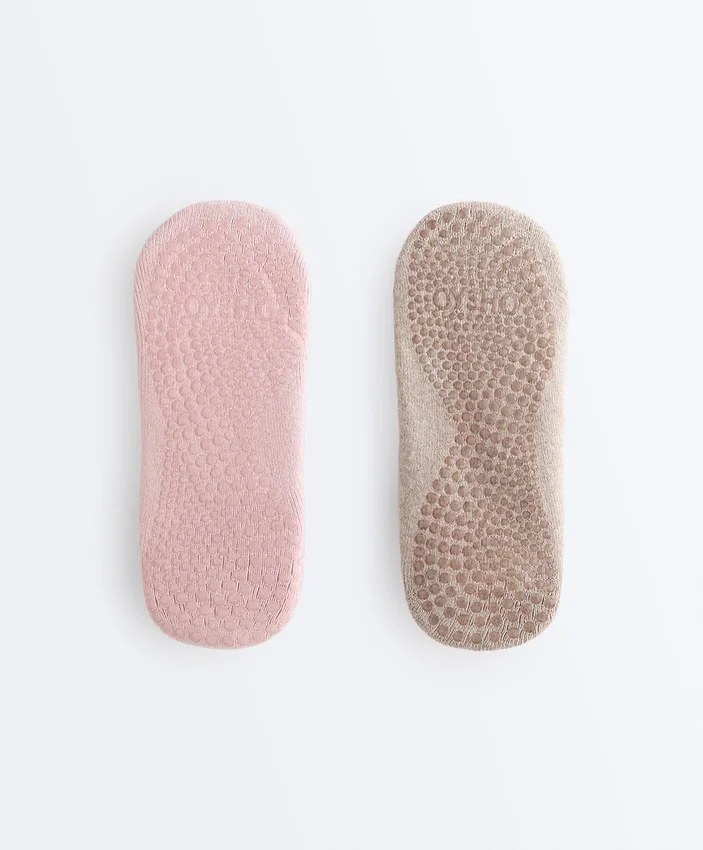 2 paia di calze imbottite in misto cotone per yoga e pilates con fasce incrociate 2 paia di calze imbottite in misto cotone per yoga e pilates con fasce incrociate