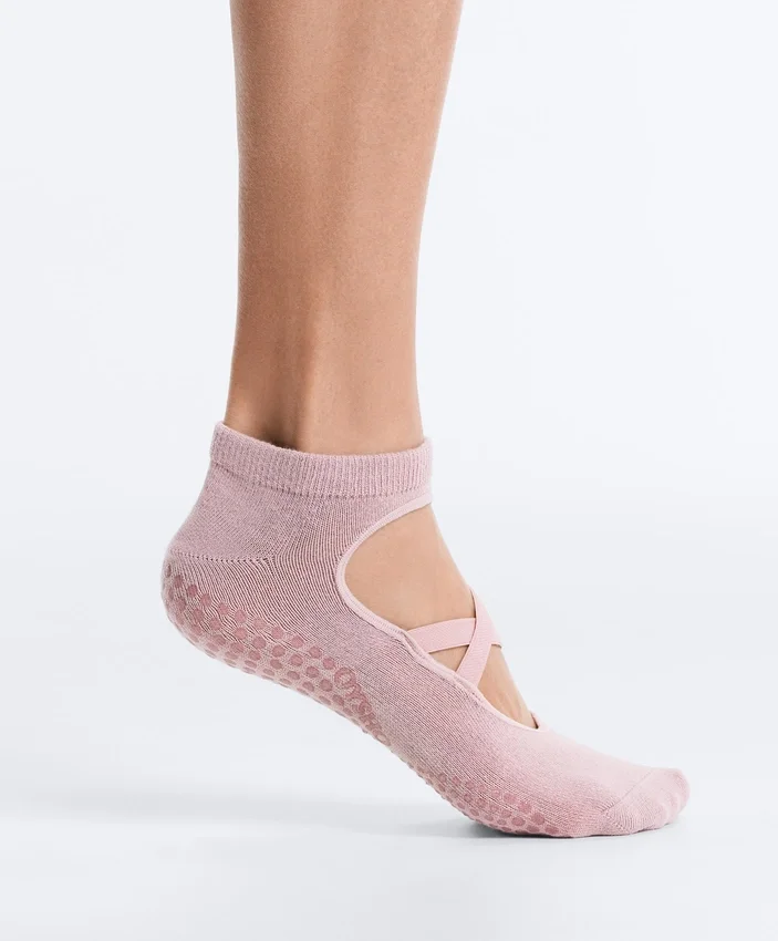 2 paia di calze in misto cotone per yoga e pilates con fasce incrociate 2 paia di calze in misto cotone per yoga e pilates con fasce incrociate