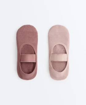 2 paia di calze invisibili imbottite in misto cotone per yoga e pilates con fascia larga