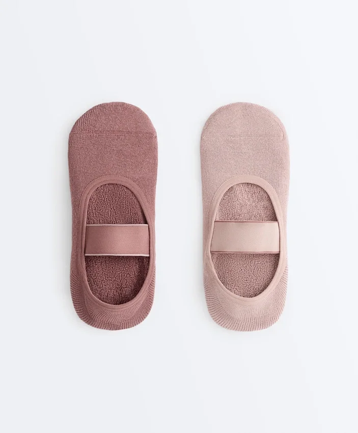 2 paia di calze invisibili imbottite in misto cotone per yoga e pilates con fascia larga 2 paia di calze invisibili imbottite in misto cotone per yoga e pilates con fascia larga