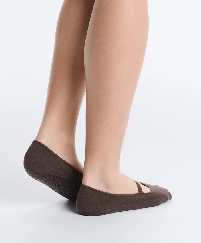2 paia di calze invisibili in misto cotone per yoga e pilates con fascia incrociata 2 paia di calze invisibili in misto cotone per yoga e pilates con fascia incrociata
