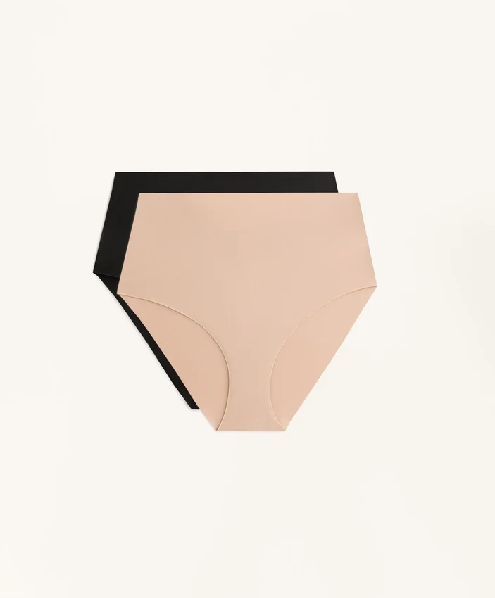 2 slip classici a vita alta con sostegno medio in misto poliammide invisibile 2 slip classici a vita alta con sostegno medio in misto poliammide invisibile