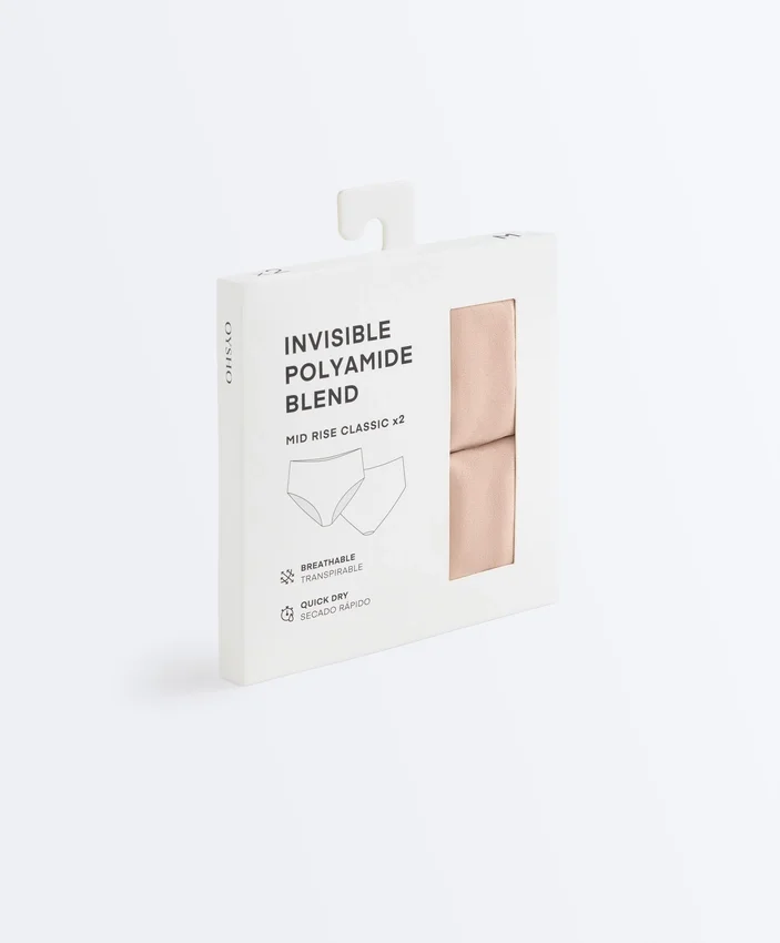 2 slip classici a vita media in misto poliammide invisibile 2 slip classici a vita media in misto poliammide invisibile