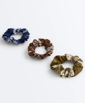 3 grandi Scrunchies per capelli stampati in 100% cotone