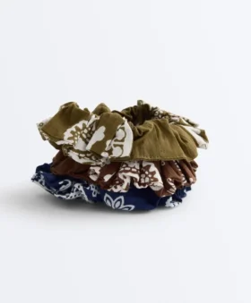 3 grandi Scrunchies per capelli stampati in 100% cotone