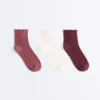3 paia di calze corti in misto cotone con bordo arricciato 3 paia di calze corti in misto cotone con bordo arricciato
