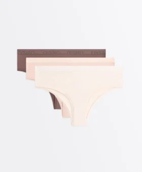3 slip a vita bassa in misto cotone con logo