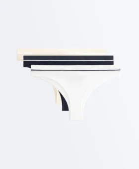 3 slip brasiliani a costine in misto cotone