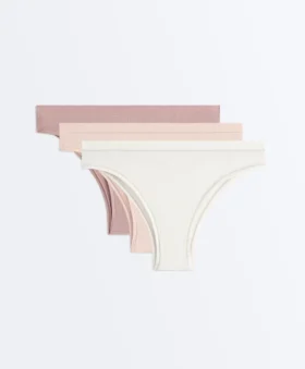 3 slip brasiliani in cotone a costine