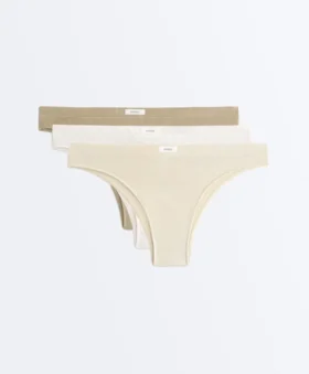3 slip brasiliani in misto cotone con logo a coste