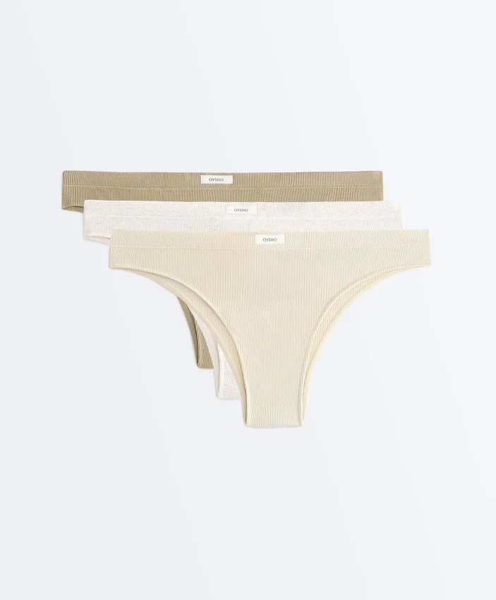 3 slip brasiliani in misto cotone con logo a coste 3 slip brasiliani in misto cotone con logo a coste