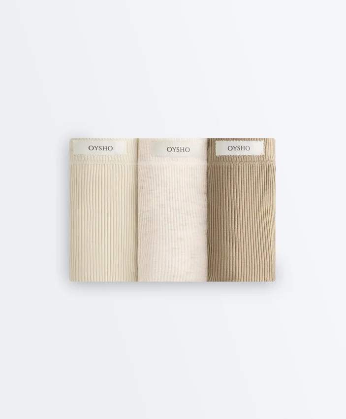 3 slip brasiliani in misto cotone con logo a coste 3 slip brasiliani in misto cotone con logo a coste