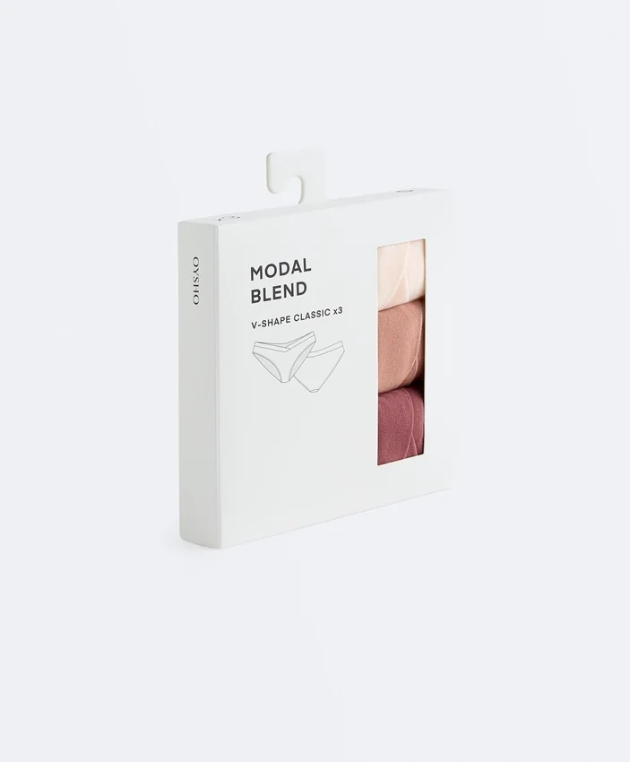 3 slip classici con taglio a V in misto modal 3 slip classici con taglio a V in misto modal