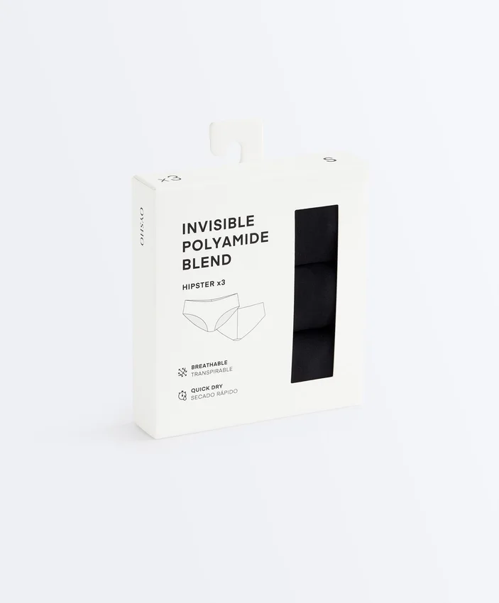 3 slip classici invisibili in misto poliammide 3 slip classici invisibili in misto poliammide