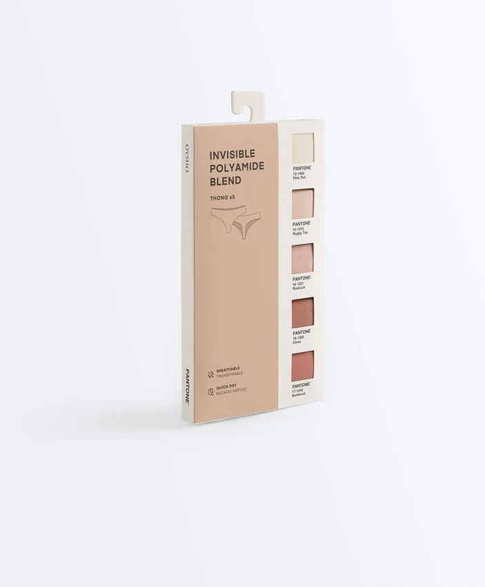 5 perizomi Pantone™ in misto poliammide invisibili 5 perizomi Pantone™ in misto poliammide invisibili