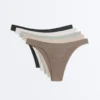 5 slip brasiliani in misto cotone con taglio a U 5 slip brasiliani in misto cotone con taglio a U