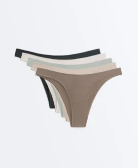 5 slip brasiliani in misto cotone con taglio a U
