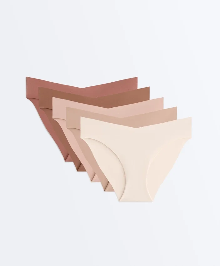 5 slip classici a V in misto poliammide invisibile Pantone™ 5 slip classici a V in misto poliammide invisibile Pantone™