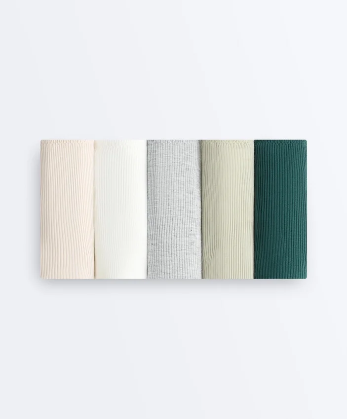 5 slip classici in cotone a costine con taglio a U 5 slip classici in cotone a costine con taglio a U