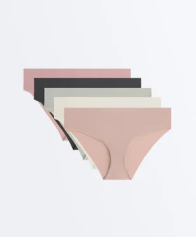 5 slip hipster leggeri in misto poliammide a costine con taglio laser invisibile