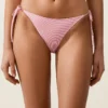 A righe Slip Bikini a copertura media con lacci