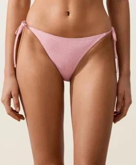 A righe Slip Bikini a copertura media con lacci