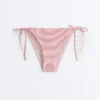A righe Slip Bikini a copertura media con lacci