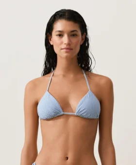 Bikini a triangolo a righe testurizzate