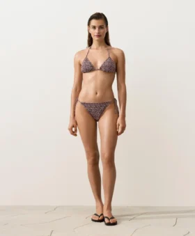 Slip bikini a copertura media con lacci e tessuto smock