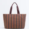 Borsa tote in tela a righe Borsa tote in tela a righe