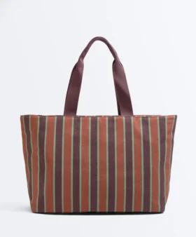 Borsa tote in tela a righe
