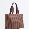 Borsa tote in tela a righe Borsa tote in tela a righe