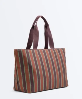 Borsa tote in tela a righe