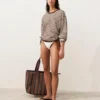 Borsa tote in tela a righe Borsa tote in tela a righe