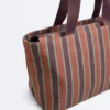 Borsa tote in tela a righe Borsa tote in tela a righe