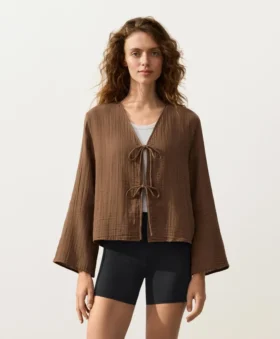 Camicie a maniche lunghe con lacci, 100% cotone