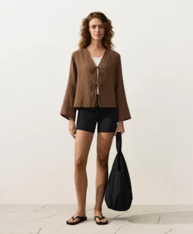 Camicie a maniche lunghe con lacci, 100% cotone