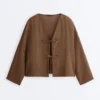 Camicie a maniche lunghe con lacci, 100% cotone