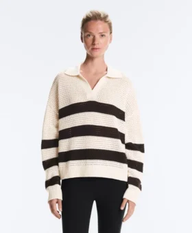 Camicie a maniche lunghe in maglia larga a righe 100% cotone