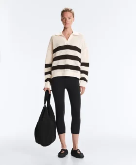Camicie a maniche lunghe in maglia larga a righe 100% cotone