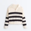 Camicie a maniche lunghe in maglia larga a righe 100% cotone