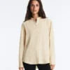 Camicie a righe in misto modal con colletto alla coreana
