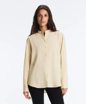 Camicie a righe in misto modal con colletto alla coreana