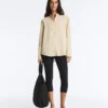 Camicie a righe in misto modal con colletto alla coreana